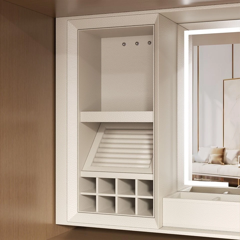 Cloakroom automatic lifting hidden leather dressing table (1)